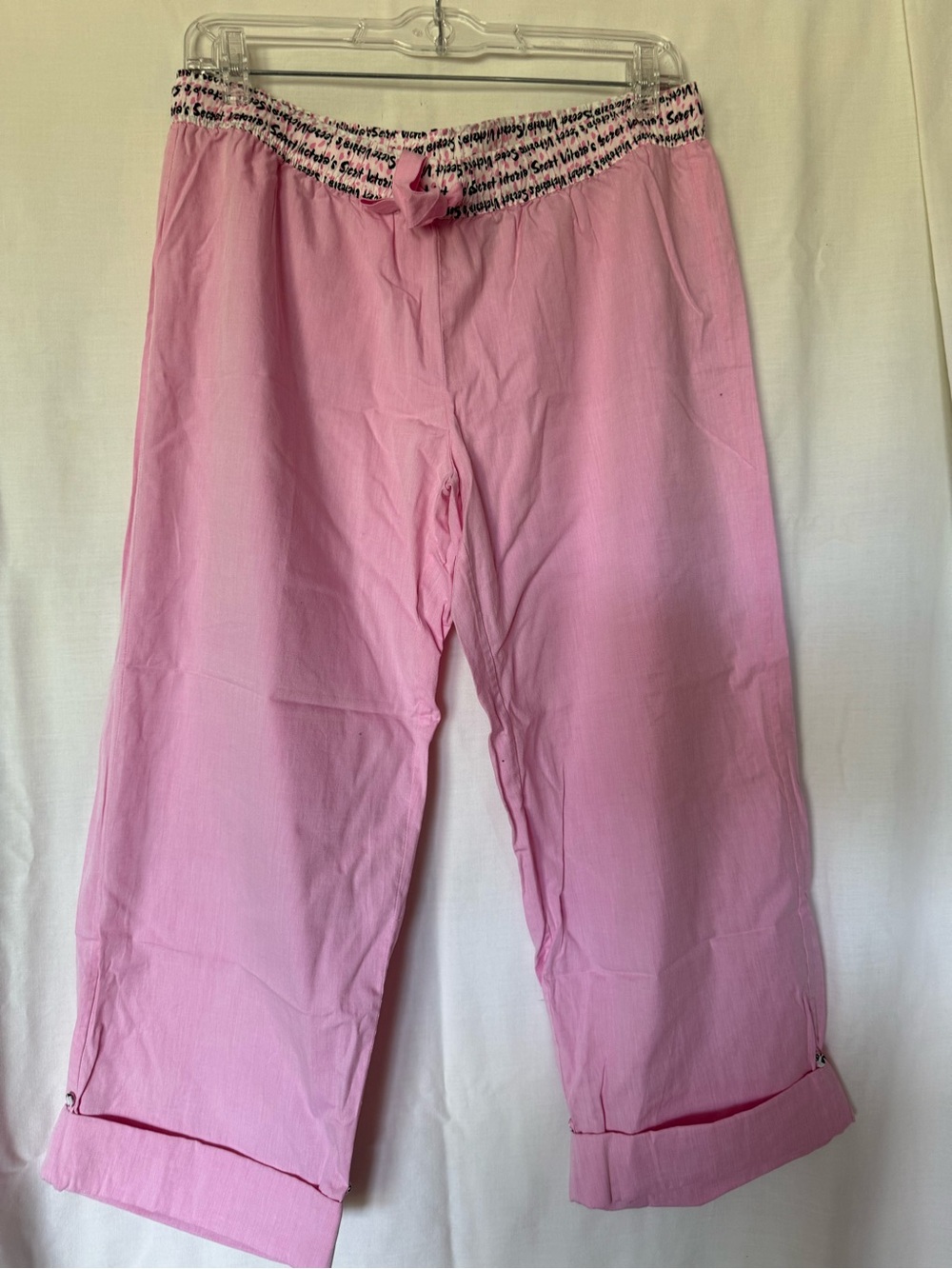 NWT Victoria's Secret Convertible Roll-Tab Pajama Pants Pink Medium